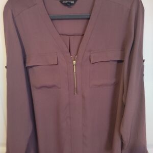 Express Women's Plum Half-Zip Tunic Top